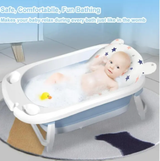 Baby Bath Cushion Cartoon Newborn Bathtub Mat – Non-Slip, Quick Dry Floating Baby Bath Pad Pillow Seat, Adjustable Infant Bath Support Cushion for Safe & Comfortable Bathing