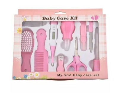 Baby Care Grooming Kit 10-in-1 Nursery Healthy Care Set – Blue | Infant Nail Clippers, Hair Brush, Comb, Scissors, Thermometer & Essential Baby Grooming Tools for Newborns & Toddlers