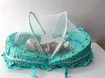 Fashion Portable & Foldable Baby Bassinet / Sleeping Nest / Cot with Mosquito Net – Lightweight Travel Baby Bed, Breathable Mattress, Newborn Sleeping Cradle for Boys & Girls