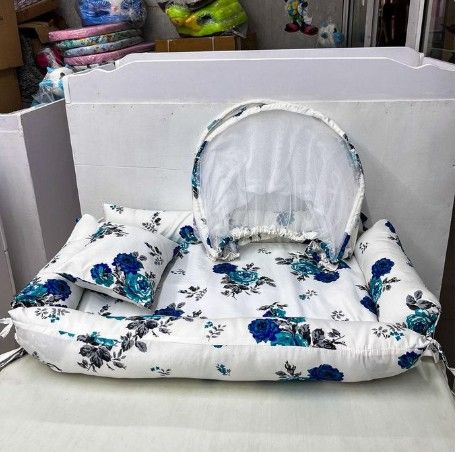 Baby Nest Co-sleeper With Removable Mosquito Net & Head Pillow | Soft Portable Baby Bed | Newborn Sleeping Nest | Infant Lounger for Travel & Home – Washable & Comfortable