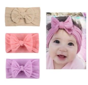 3Pcs Baby Bowknot Headband Set | Soft Elastic Turban Hairbands for Newborns, Girls & Boys | Cute Baby Headwear | Stretchy, Comfortable & Adorable Kids Gift Set