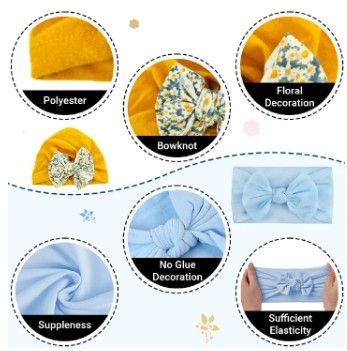 3Pcs Baby Bowknot Headband Set | Soft Elastic Turban Hairbands for Newborns, Girls & Boys | Cute Baby Headwear | Stretchy, Comfortable & Adorable Kids Gift Set