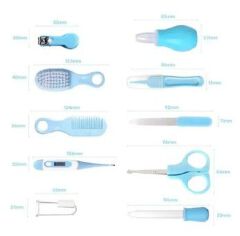 Baby Care Grooming Kit 10-in-1 Nursery Healthy Care Set – Blue | Infant Nail Clippers, Hair Brush, Comb, Scissors, Thermometer & Essential Baby Grooming Tools for Newborns & Toddlers ( care kit)