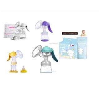 Healthy Manual Breast Pump with Strong Suction | Portable Breastfeeding Pump + Free Baby Bottle Cap & Breast Milk Storage Bags | Safe BPA-Free Pump for Nursing Mothers