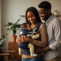 Ergonomic Baby Carrier Newborn to Toddler | Hands-Free Front Carry | Breathable Adjustable Infant Carrier | Comfortable Hip Support | Goldcare Baby Carrier + Free Baby Socks
