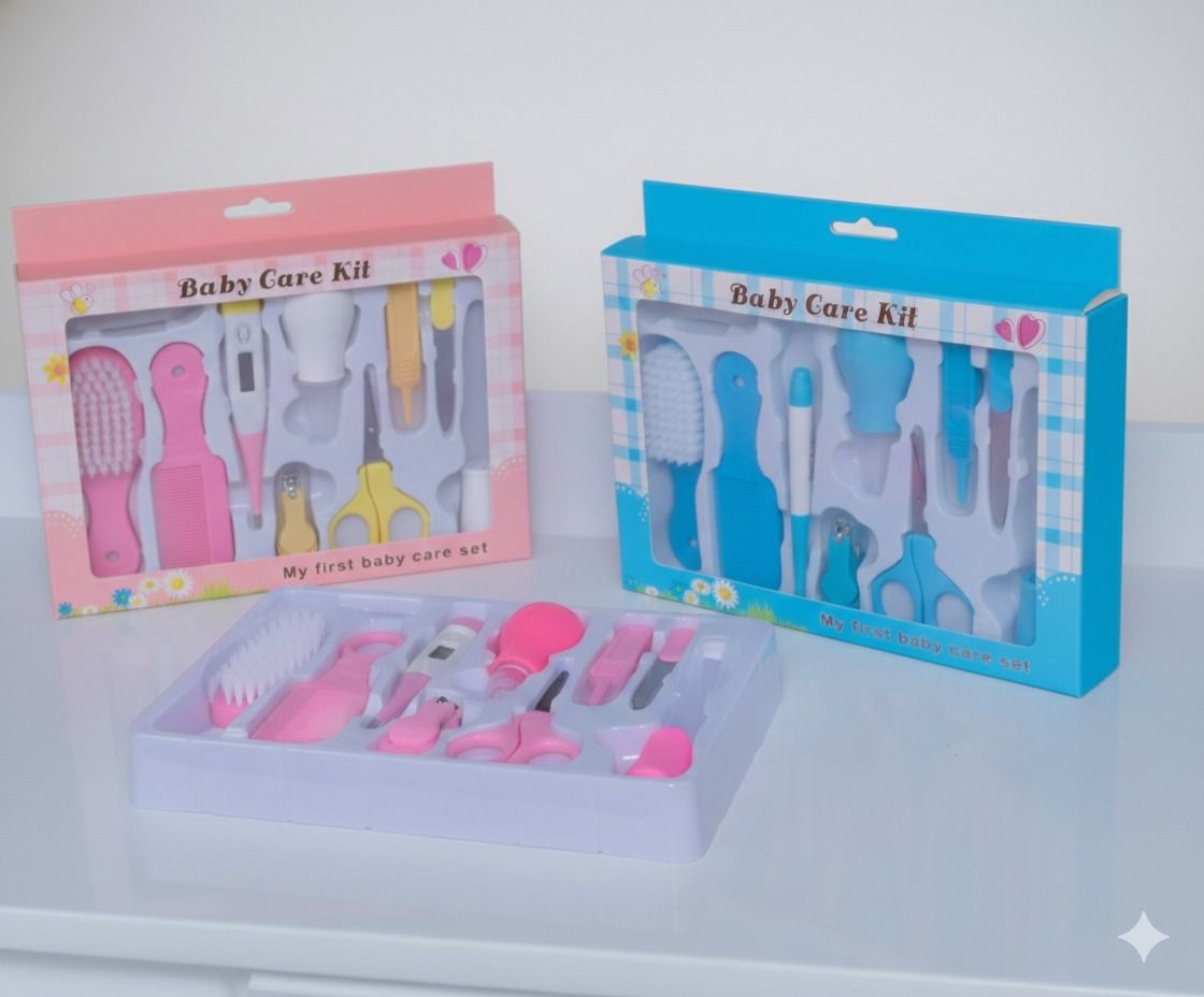 Baby Care Grooming Kit 10-in-1 Nursery Healthy Care Set – Blue | Infant Nail Clippers, Hair Brush, Comb, Scissors, Thermometer & Essential Baby Grooming Tools for Newborns & Toddlers ( care kit)