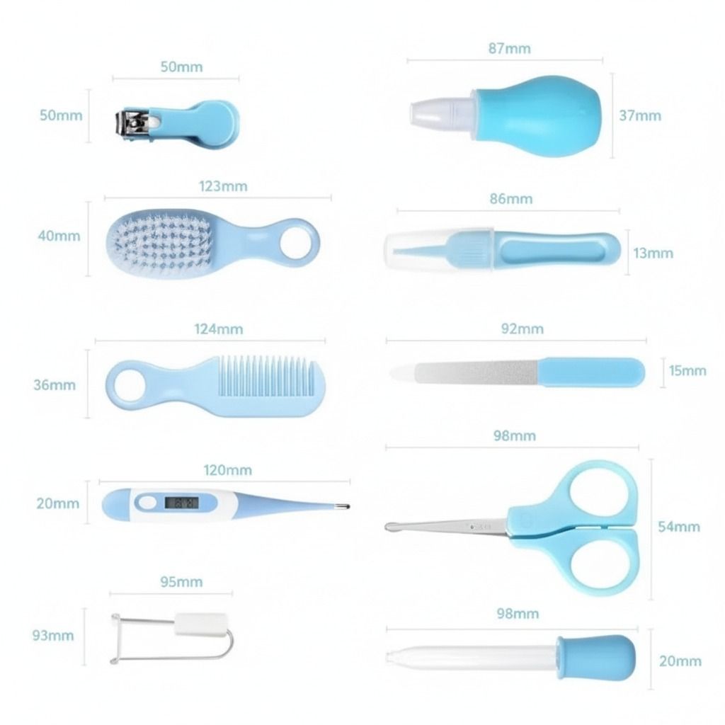 Baby Care Grooming Kit 10-in-1 Nursery Healthy Care Set – Blue | Infant Nail Clippers, Hair Brush, Comb, Scissors, Thermometer & Essential Baby Grooming Tools for Newborns & Toddlers ( care kit)
