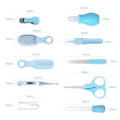 Baby Care Grooming Kit 10-in-1 Nursery Healthy Care Set – Blue | Infant Nail Clippers, Hair Brush, Comb, Scissors, Thermometer & Essential Baby Grooming Tools for Newborns & Toddlers ( care kit)
