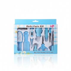 Baby Care Grooming Kit 10-in-1 Nursery Healthy Care Set – Blue | Infant Nail Clippers, Hair Brush, Comb, Scissors, Thermometer & Essential Baby Grooming Tools for Newborns & Toddlers ( care kit)