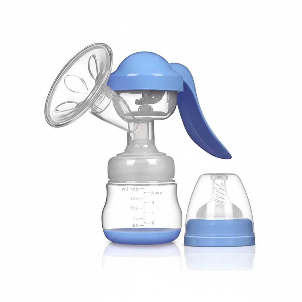 Healthy Manual Breast Pump with Free Baby Bottle Cap – Portable Handheld Breastfeeding Pump, BPA-Free, Silent Milk Expression, Easy to Clean, Comfortable Suction for Nursing Mothers
