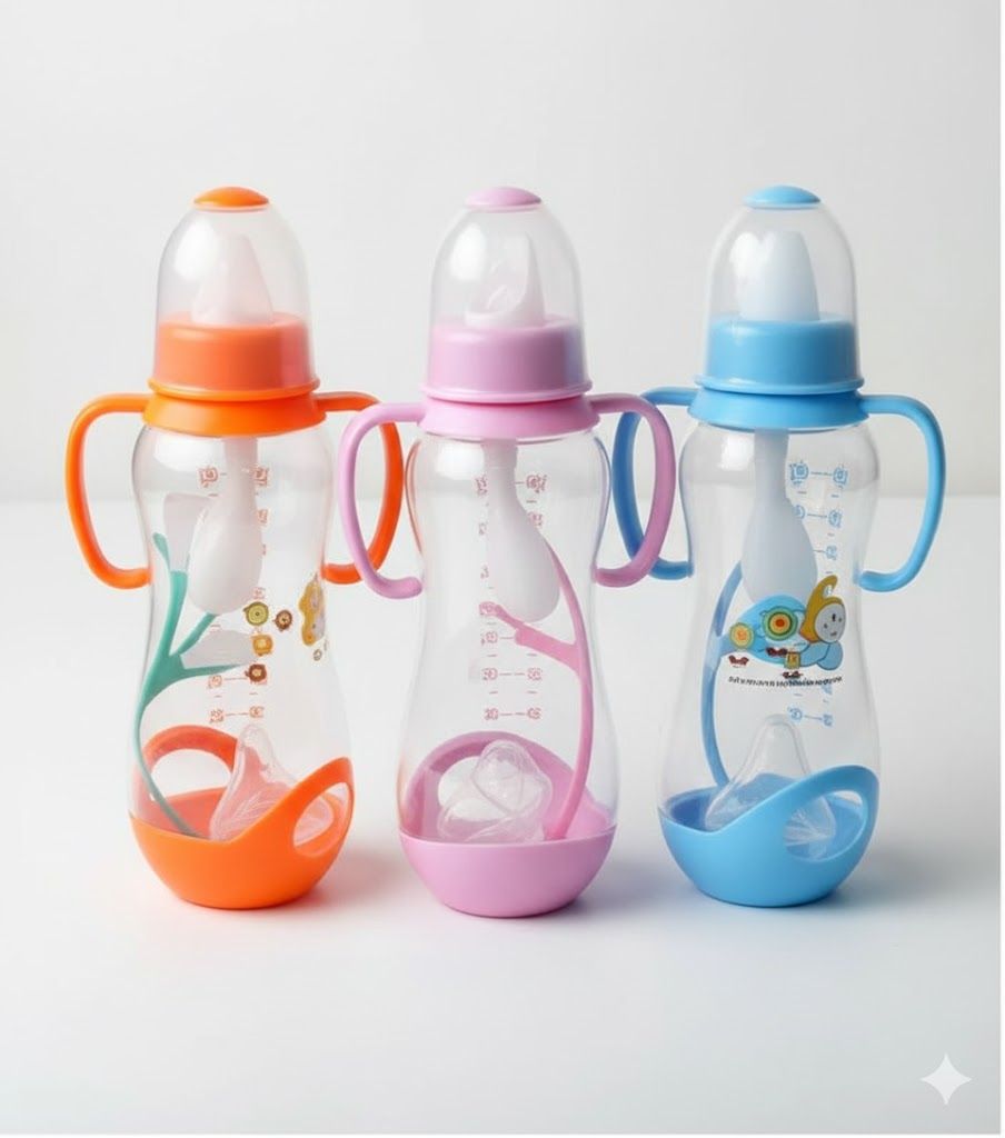 3PCS Baby Feeding Set – Water/Milk Bottles + 3 Baby Spoons + 3 Nappy Holders