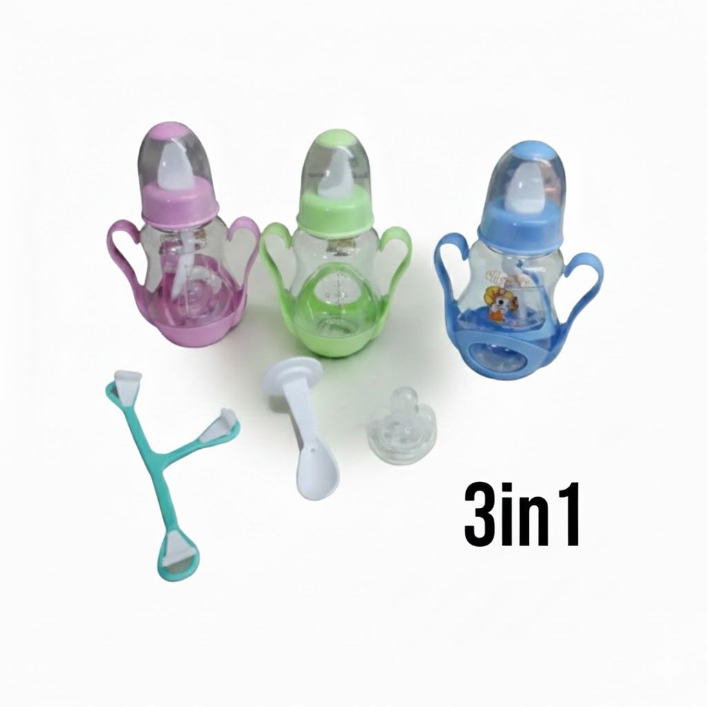 3PCS Baby Feeding Set – Water/Milk Bottles + 3 Baby Spoons + 3 Nappy Holders