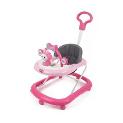 Momeasy 4-in-1 Baby Walker with Push Handle | Adjustable Height, Music & Activity Tray | Converts to Feeding Chair | Safe & Stable Infant Walker+FREE Batteries