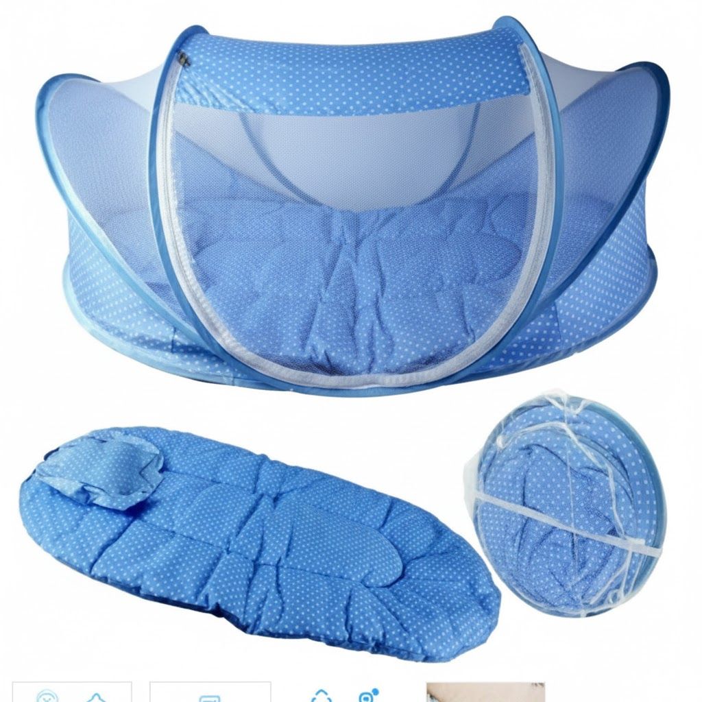 Portable Foldable Baby Sleeping Nest Cot with Mosquito Net – Lightweight Travel Baby Bed, Breathable Cotton Mattress, Insect Protection Dome, Newborn Sleeping Cot for Home & Outdoor Use