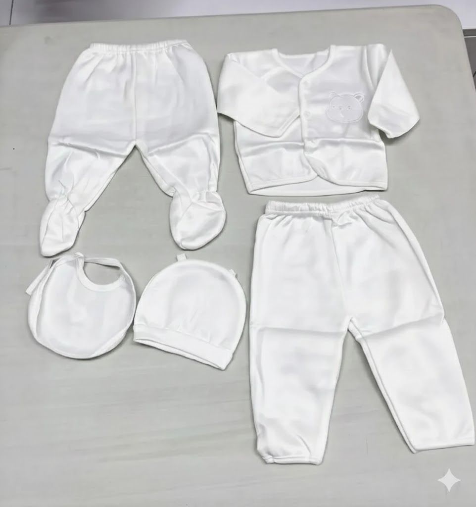 5PCS Newborn Baby Cotton Receiving Set | Soft, Breathable & Comfortable Essentials Bundle for Boys & Girls | Perfect Baby Gift & Newborn Care