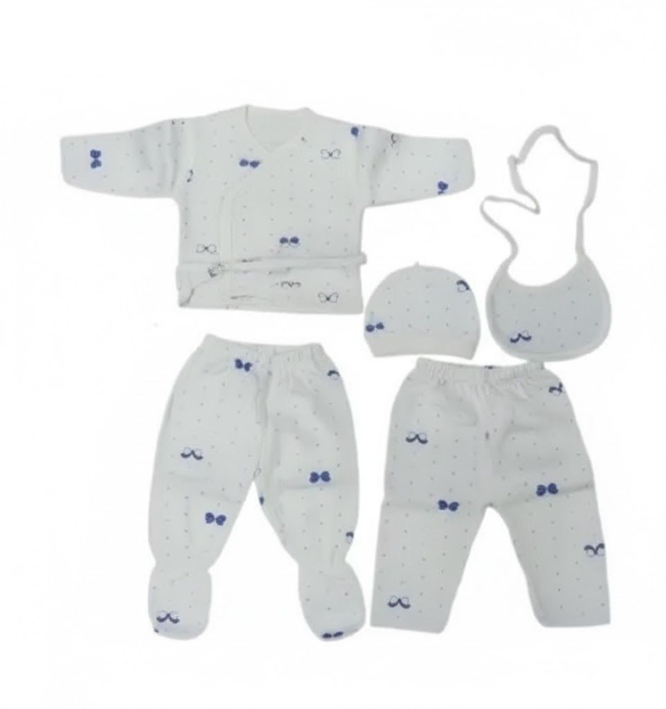 5PCS Newborn Baby Cotton Receiving Set | Soft, Breathable & Comfortable Essentials Bundle for Boys & Girls | Perfect Baby Gift & Newborn Care