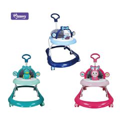 Momeasy 4-in-1 Baby Walker with Push Handle | Adjustable Height, Music & Activity Tray | Converts to Feeding Chair | Safe & Stable Infant Walker+FREE Batteries