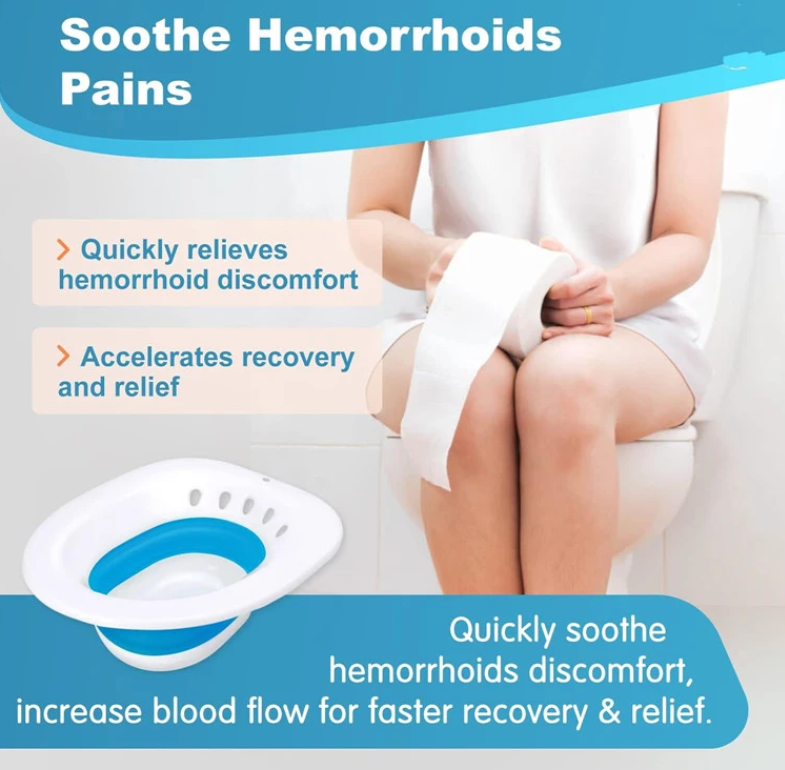 Foldable Sitz Bath for Toilet Seat with Flusher | Postpartum Care, Hemorrhoid Relief, Yoni Steam Basin, BPA-Free & Heat Resistant