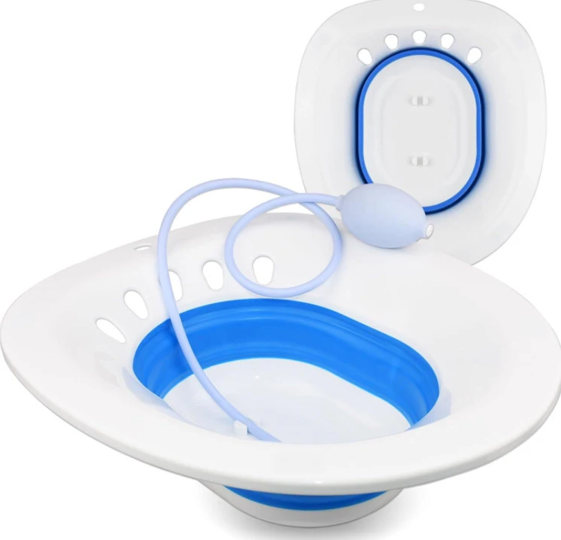 Foldable Sitz Bath for Toilet Seat with Flusher | Postpartum Care, Hemorrhoid Relief, Yoni Steam Basin, BPA-Free & Heat Resistant