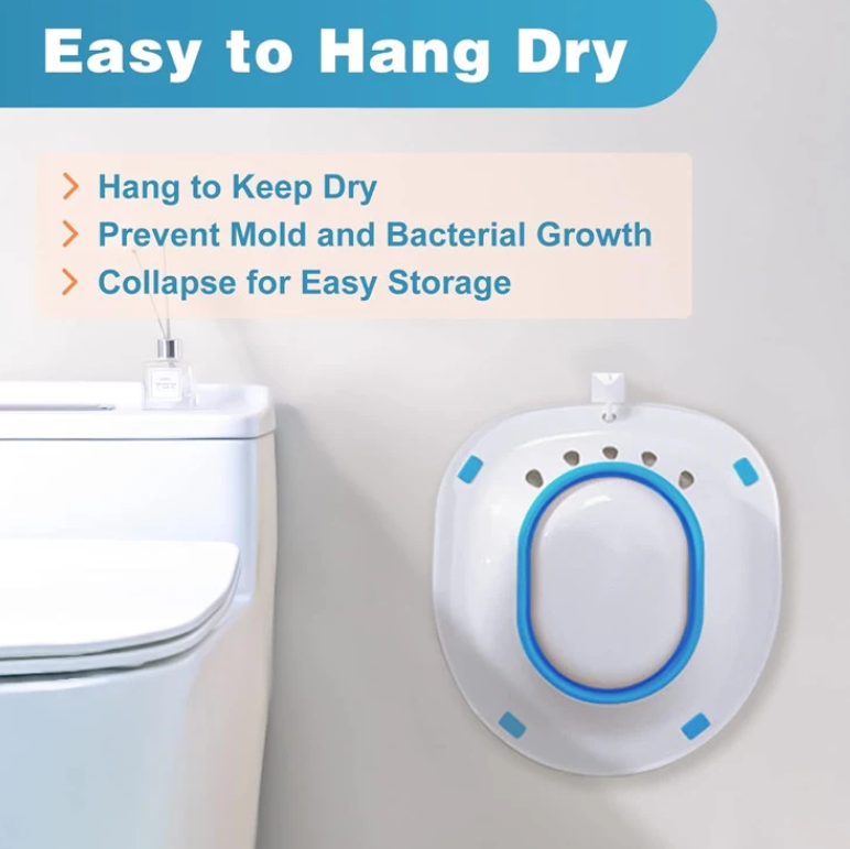Foldable Sitz Bath for Toilet Seat with Flusher | Postpartum Care, Hemorrhoid Relief, Yoni Steam Basin, BPA-Free & Heat Resistant