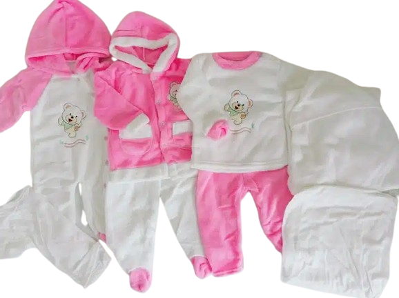 8PCS Newborn Baby Cotton Receiving Set | Soft, Warm & Comfortable Clothes with Cartoon Prints | 0–9 Months, Unisex Baby Outfit