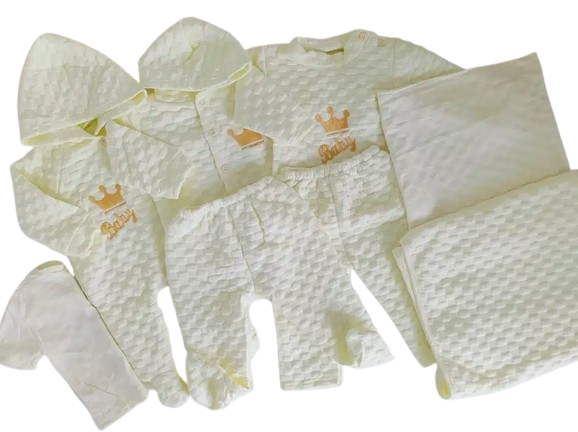 8PCS Newborn Baby Cotton Receiving Set | Soft, Warm & Comfortable Clothes with Cartoon Prints | 0–9 Months, Unisex Baby Outfit