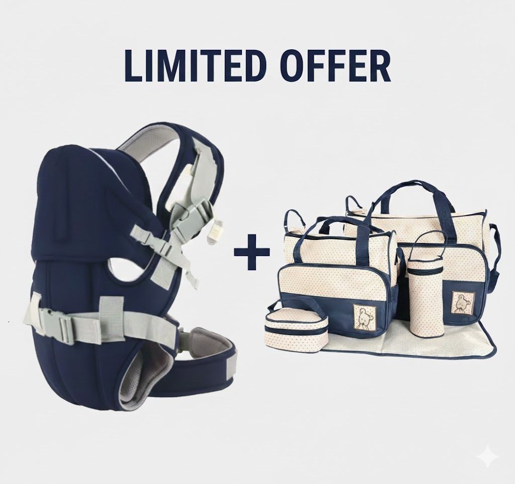 2-in-1 Ultimate Parent Bundle: Ergonomic Baby Carrier + Large Capacity Mommy Diaper Bag Set