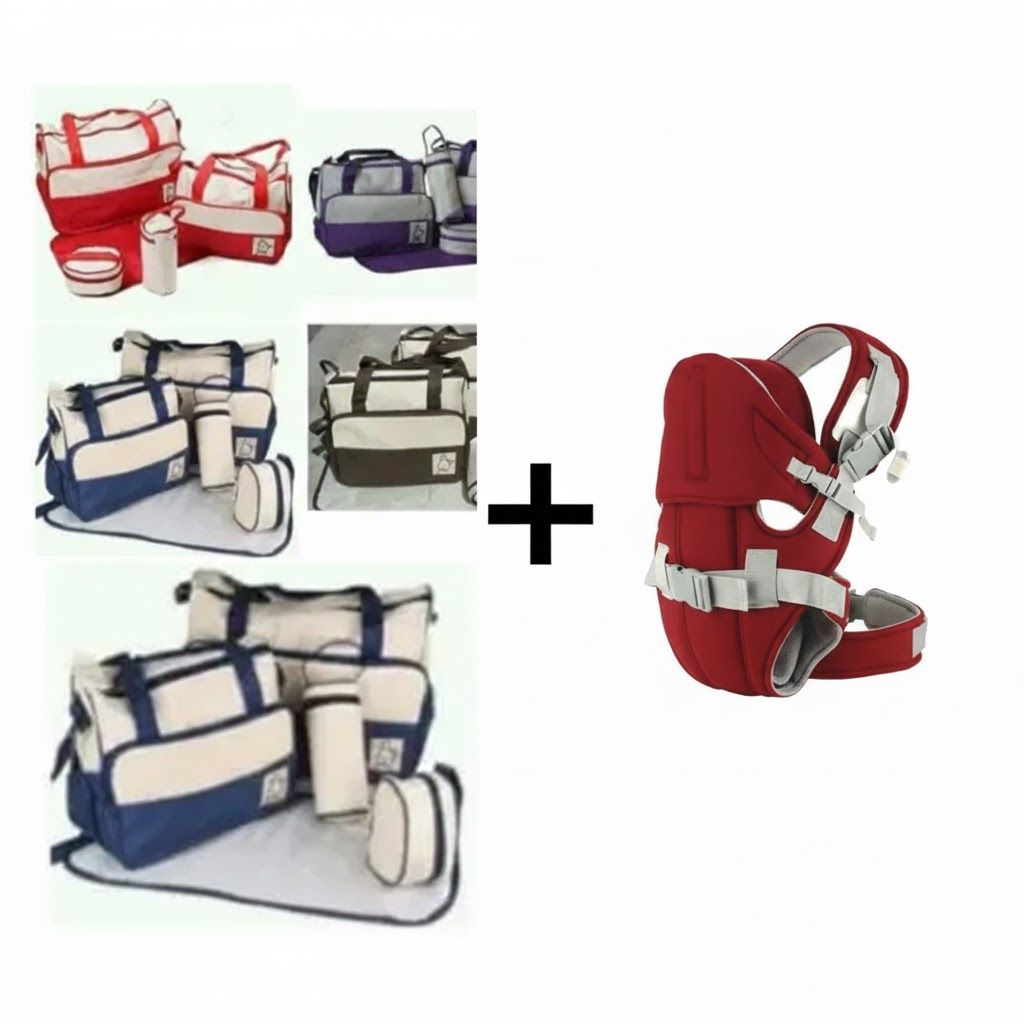 2-in-1 Ultimate Parent Bundle: Ergonomic Baby Carrier + Large Capacity Mommy Diaper Bag Set