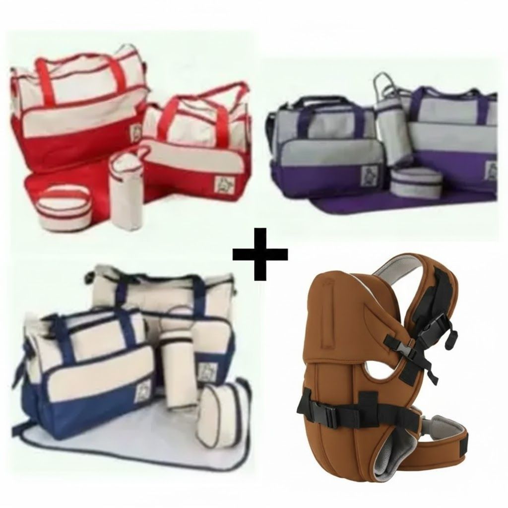 2-in-1 Ultimate Parent Bundle: Ergonomic Baby Carrier + Large Capacity Mommy Diaper Bag Set