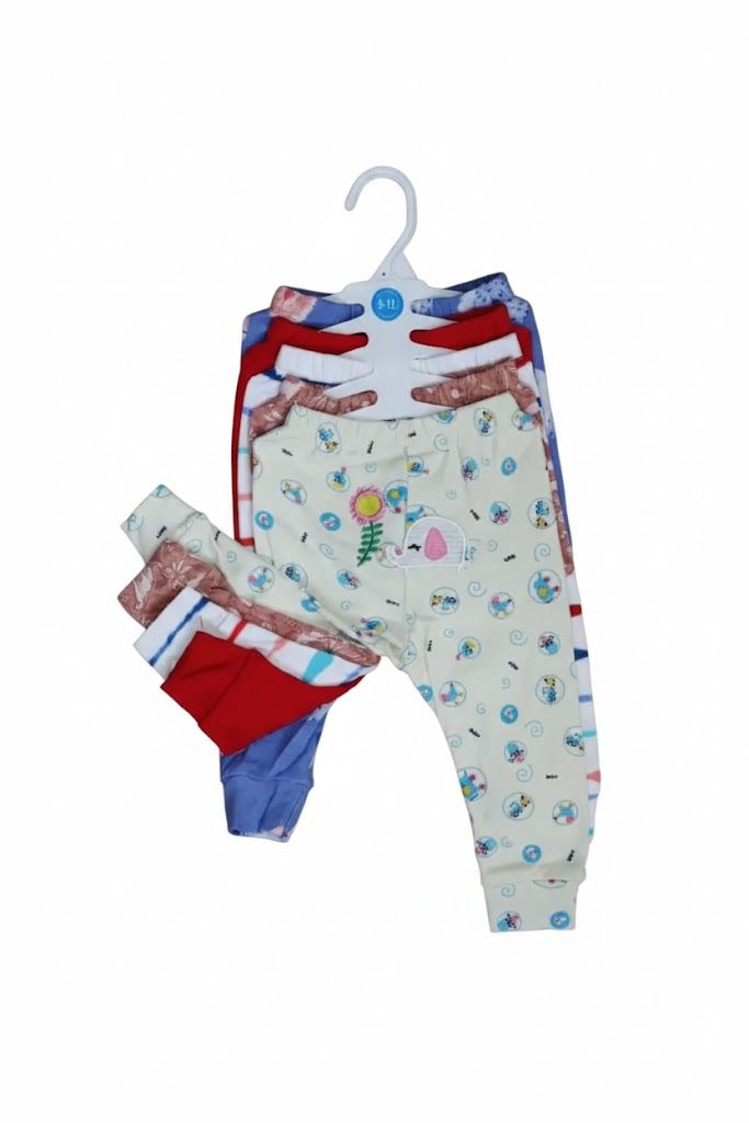 5 PCS Baby Cotton Trousers Set – Ultra-Soft & Breathable Newborn Pants | Comfortable Elastic Waistband Leggings for Boys & Girls (0-24M)
