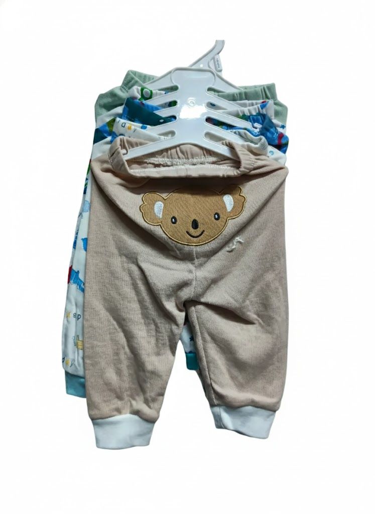 5 PCS Baby Cotton Trousers Set – Ultra-Soft & Breathable Newborn Pants | Comfortable Elastic Waistband Leggings for Boys & Girls (0-24M)