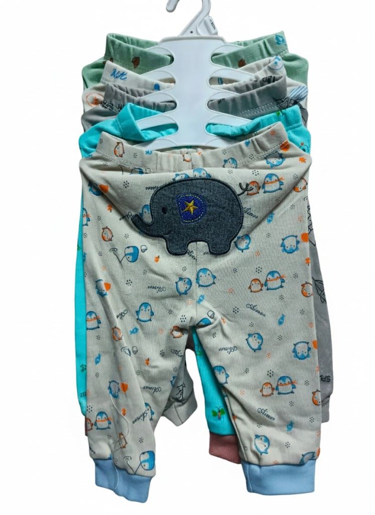 5 PCS Baby Cotton Trousers Set – Ultra-Soft & Breathable Newborn Pants | Comfortable Elastic Waistband Leggings for Boys & Girls (0-24M)