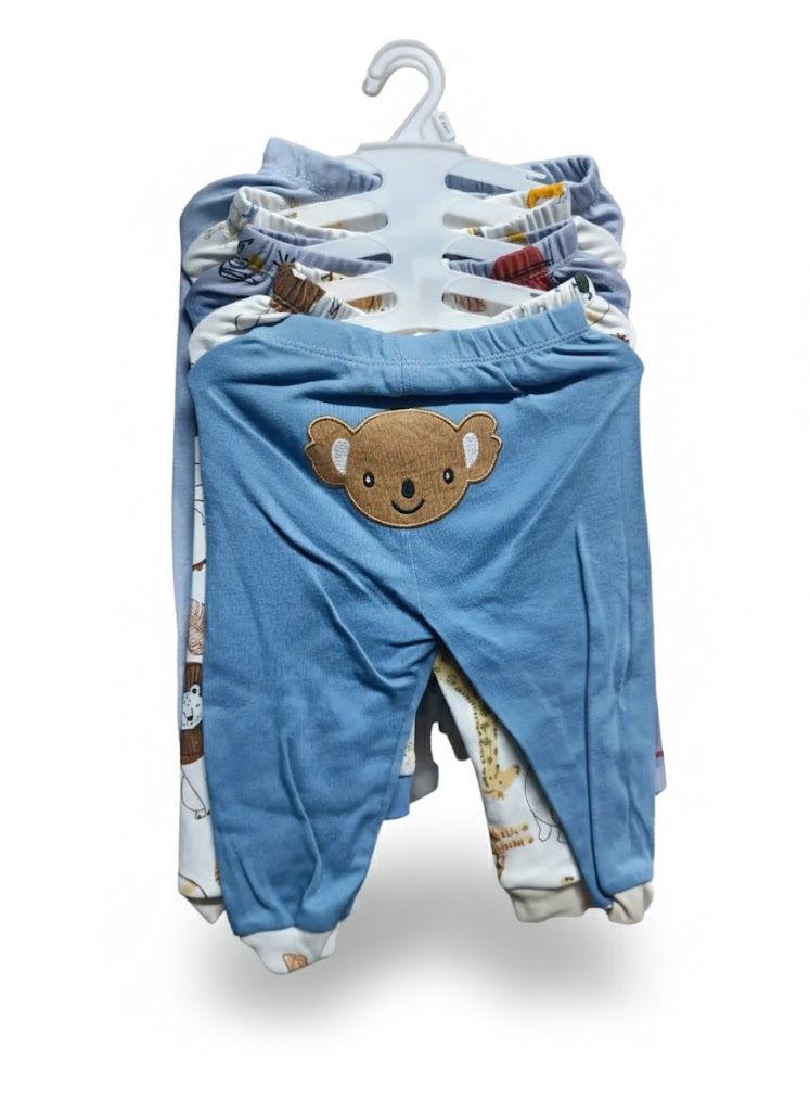 5 PCS Baby Cotton Trousers Set – Ultra-Soft & Breathable Newborn Pants | Comfortable Elastic Waistband Leggings for Boys & Girls (0-24M)