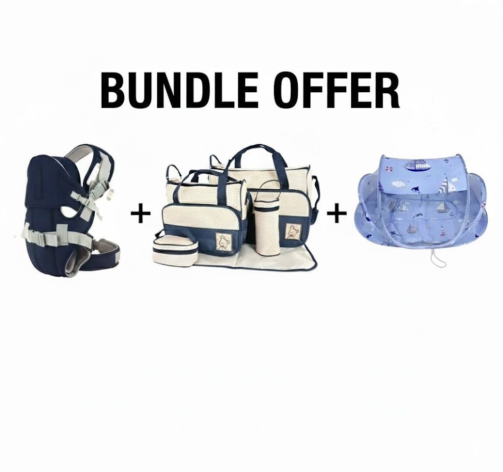 BUNDLE  OFFER- 3-in-1 Baby Travel Essential Bundle: Portable Baby  Nest with Mattress + Ergonomic 5in1  Baby Carrier +5in1 Large Diaper Bag | On-The-Go Comfort Set