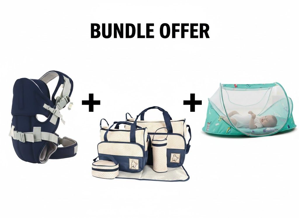 BUNDLE  OFFER- 3-in-1 Baby Travel Essential Bundle: Portable Baby  Nest with Mattress + Ergonomic 5in1  Baby Carrier +5in1 Large Diaper Bag | On-The-Go Comfort Set