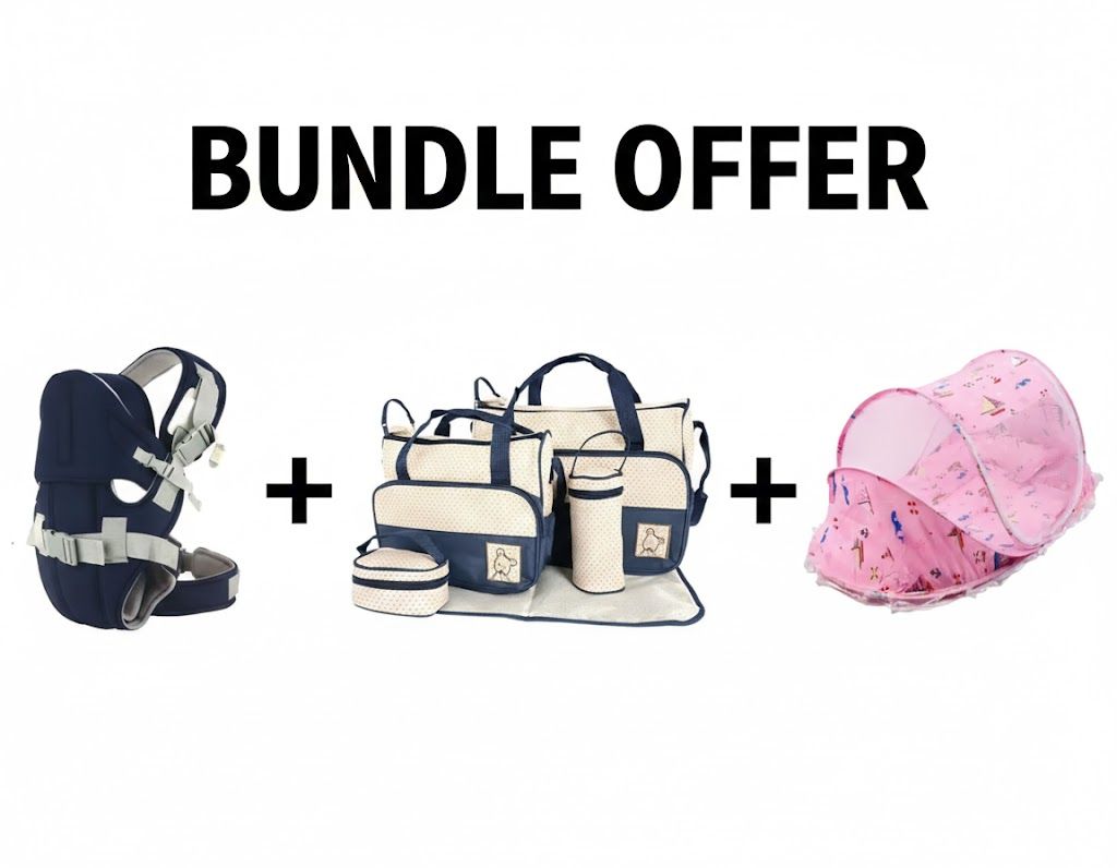 BUNDLE  OFFER- 3-in-1 Baby Travel Essential Bundle: Portable Baby  Nest with Mattress + Ergonomic 5in1  Baby Carrier +5in1 Large Diaper Bag | On-The-Go Comfort Set