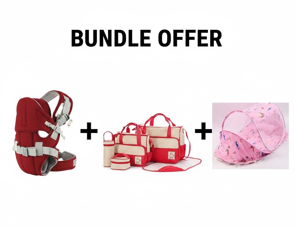 BUNDLE  OFFER- 3-in-1 Baby Travel Essential Bundle: Portable Baby  Nest with Mattress + Ergonomic 5in1  Baby Carrier +5in1 Large Diaper Bag | On-The-Go Comfort Set