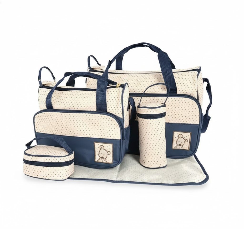 5-in-1 Premium Mummy Diaper Bag Set – Large Capacity, Waterproof Organizer | Best for Travel & Baby Essentials