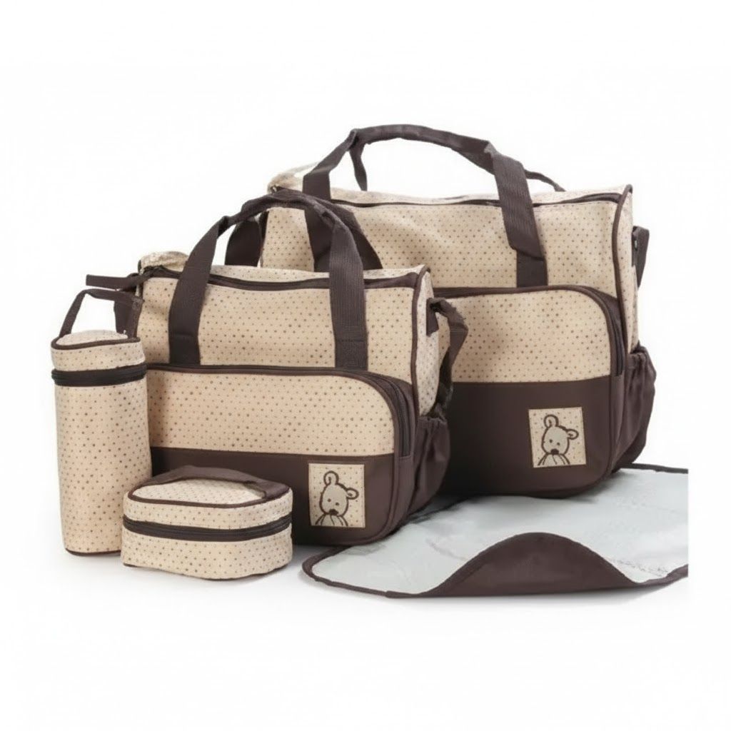 5-in-1 Premium Mummy Diaper Bag Set – Large Capacity, Waterproof Organizer | Best for Travel & Baby Essentials