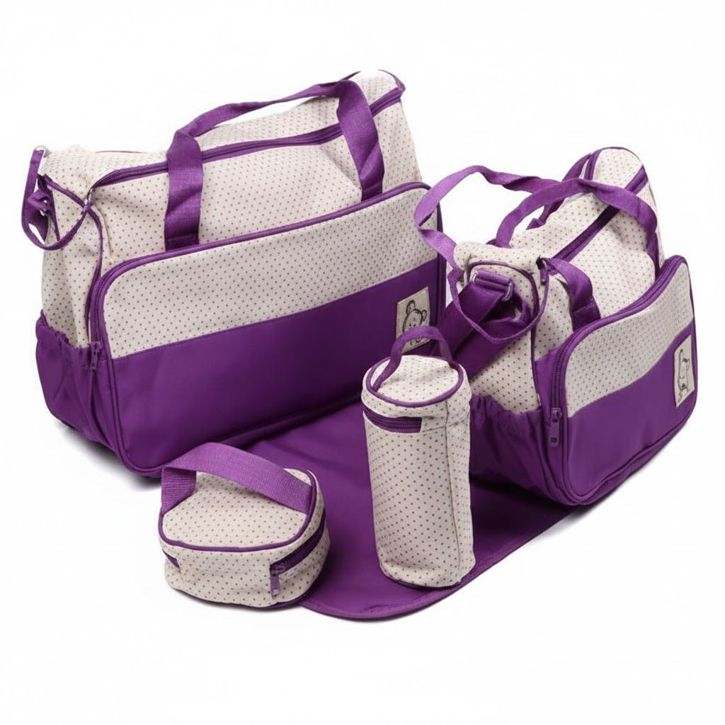 5-in-1 Premium Mummy Diaper Bag Set – Large Capacity, Waterproof Organizer | Best for Travel & Baby Essentials