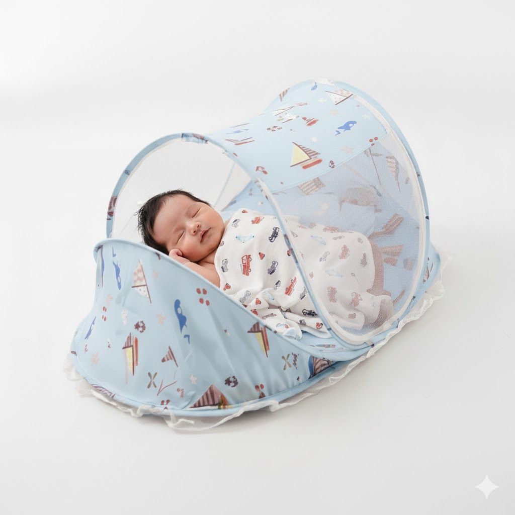 Cozy Dreamer: Safe & Portable Baby Nest Bassinet with 4 pcs Flannel Comfort Pack/4 pcs receiving blanket