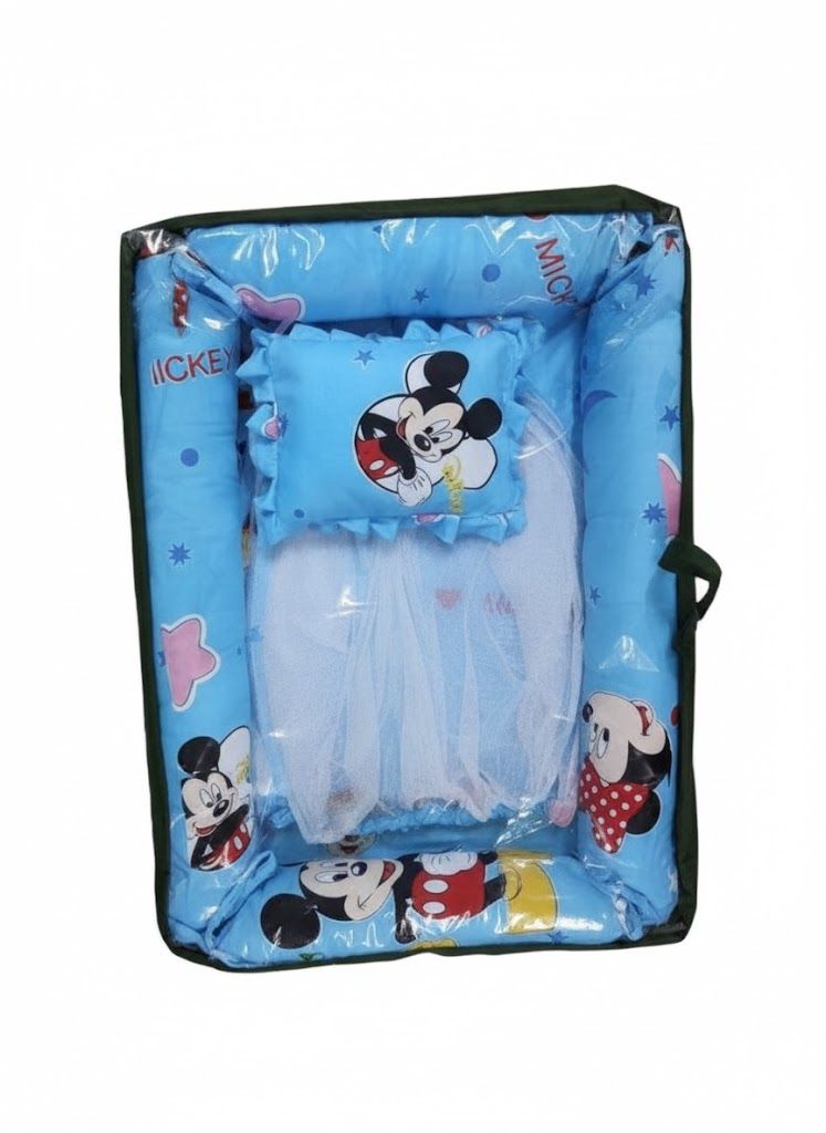 Baby Nest Co-sleeper With Removable Mosquito Net & Head Pillow | Soft Portable Baby Bed | Newborn Sleeping Nest | Infant Lounger for Travel & Home – Washable & Comfortable