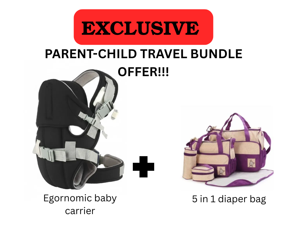 Ultimate Parent- Child Travel Bundle! Ergonomic Baby Carrier (Hip-Healthy) & Versatile 5-in-1 Diaper Bag System | MAX Comfort & Hands-Free