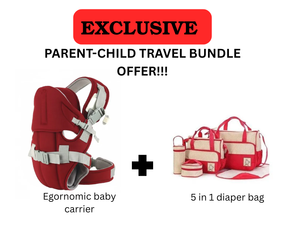 Ultimate Parent- Child Travel Bundle! Ergonomic Baby Carrier (Hip-Healthy) & Versatile 5-in-1 Diaper Bag System | MAX Comfort & Hands-Free