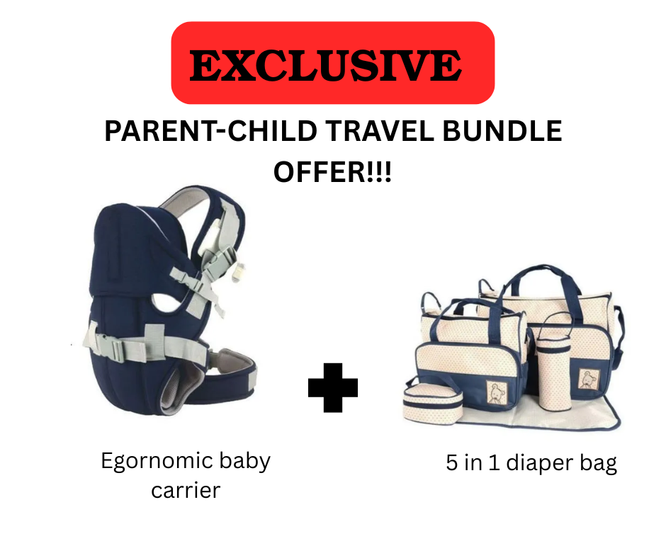Ultimate Parent- Child Travel Bundle! Ergonomic Baby Carrier (Hip-Healthy) & Versatile 5-in-1 Diaper Bag System | MAX Comfort & Hands-Free