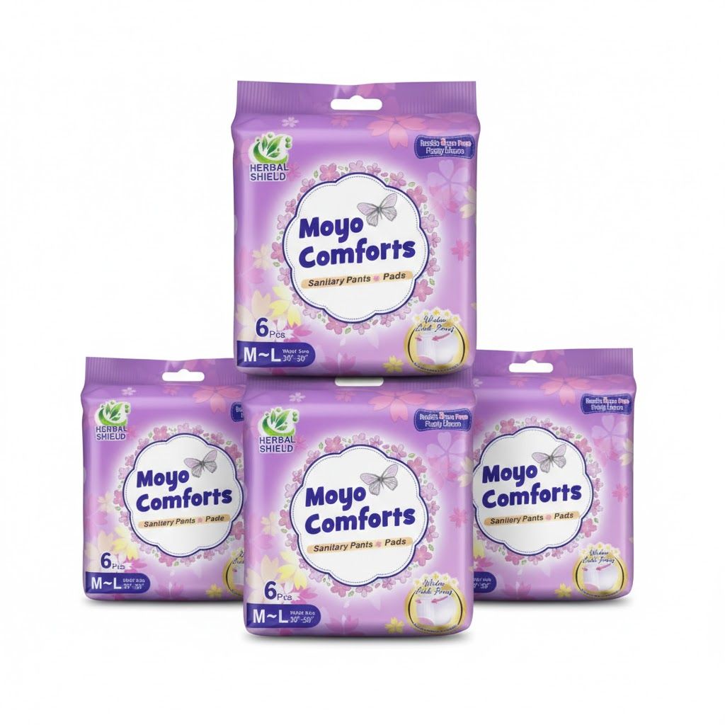 Moyo Comforts Maternity Pads - 6 Pcs Ultra-Absorbent Postpartum Sanitary Pants for After Delivery - Leak-Proof, Breathable & Heavy Flow Protection - (Plus 3 FREE Panty Liners)
