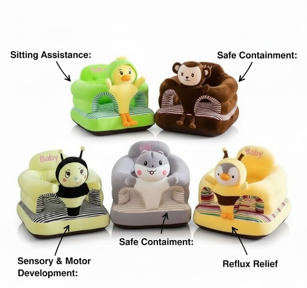 Big size Comfy Baby Support Sit-Me-Up Pillow Fits all | Plush Seat Training Cushion | Soft Infant Sitting Chair with Cute Cartoon Design | Safe & Supportive Baby Floor Seat for 4+ Months