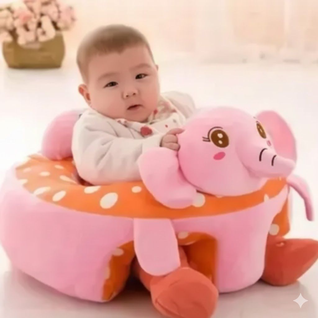 Big size Comfy Baby Support Sit-Me-Up Pillow Fits all | Plush Seat Training Cushion | Soft Infant Sitting Chair with Cute Cartoon Design | Safe & Supportive Baby Floor Seat for 4+ Months