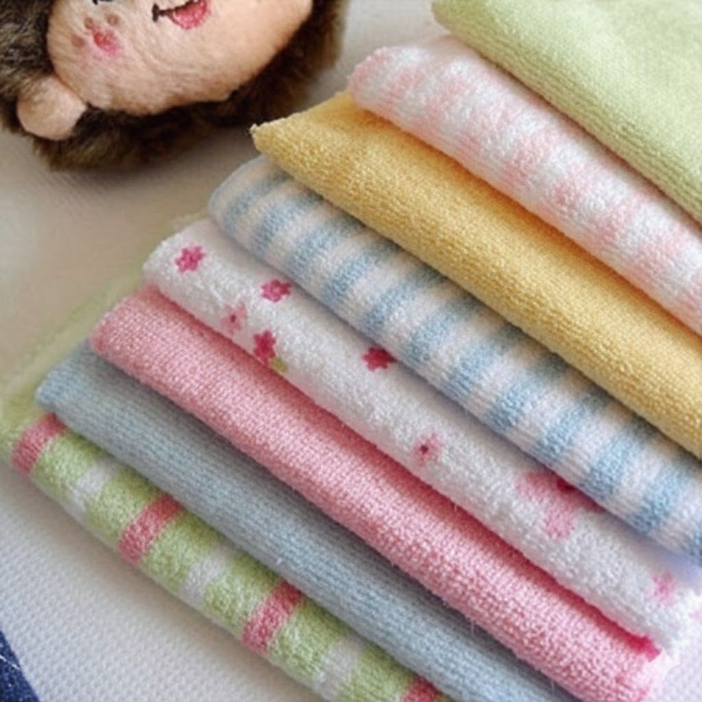 8Pcs Assorted Colors Infant Newborn Bath Towels & Wash Cloths – Ultra-Soft, Absorbent Cotton Baby Face Towels, Gentle on Sensitive Skin, Reusable & Durable Baby Essentials for Daily Use