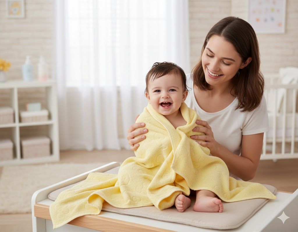Ultra-Soft Baby Cotton Bath Towel – Highly Absorbent & Quick-Dry – Gentle for Newborn Skin & Toddlers